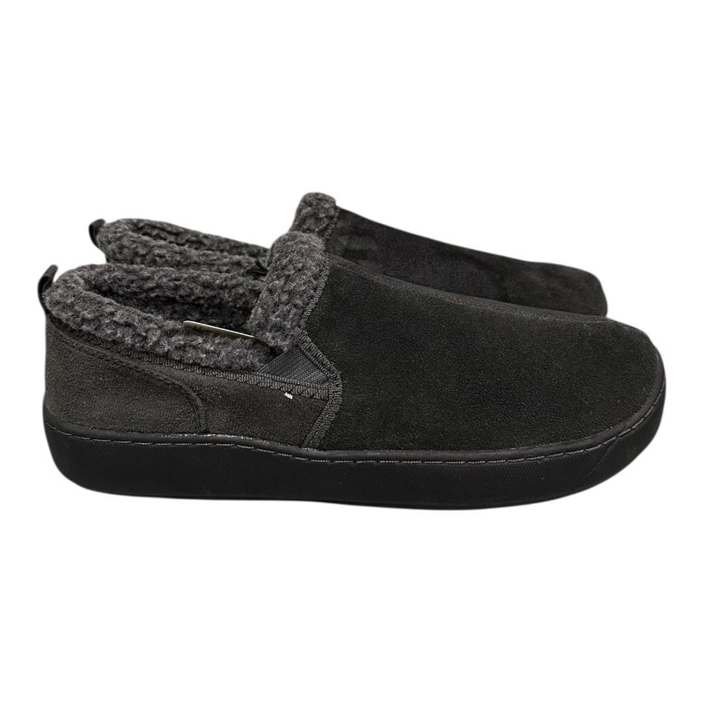 WindRiver Slippers Mens Size 11 Grey Suede Faux Fur Lined Indoor Outdoor House